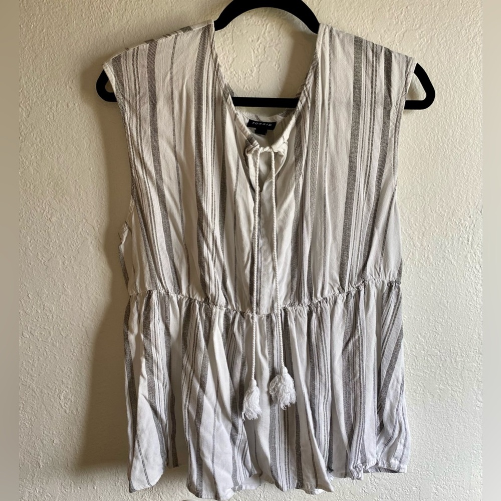 3/$20! TORRID Striped Blouse with Tassels